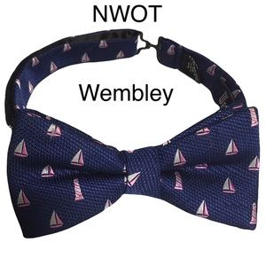 Wembley Bow Tie Sailboats blue pink mauve gray neck adjustable 14.5” to …
